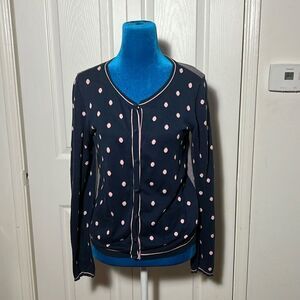 Valentino Red Cardigan Sweater Cotton Size S Polka Dots Super Cute Cozy Flawless